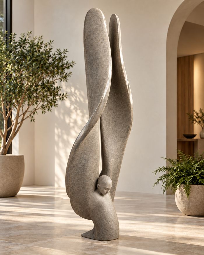 Flowing cast stone figurative sculpture